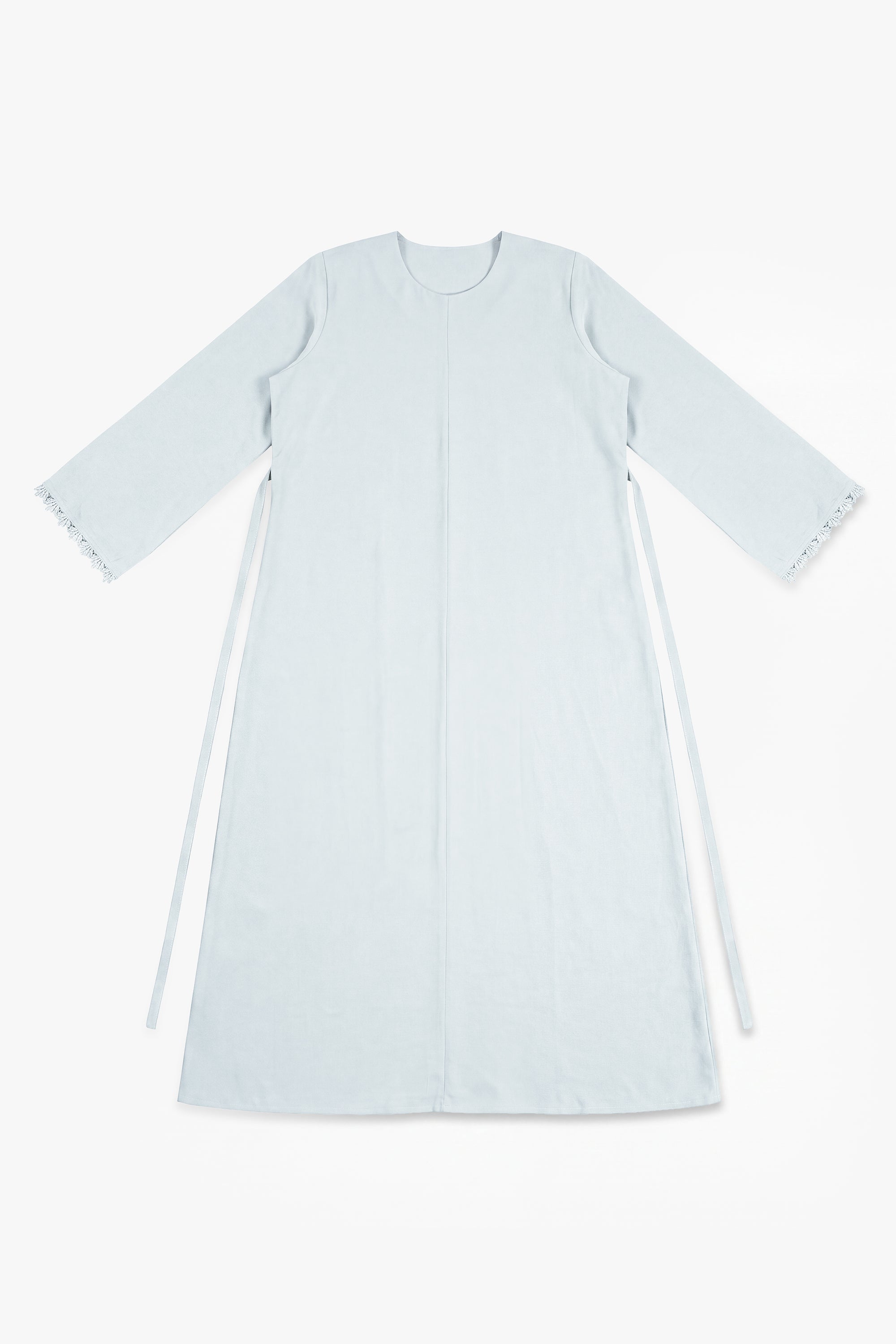 Mist Blue Etched Crepe Lace Abaya