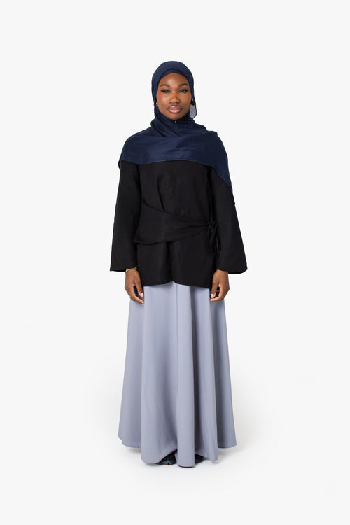 Grey Crepe Wrap Skirt