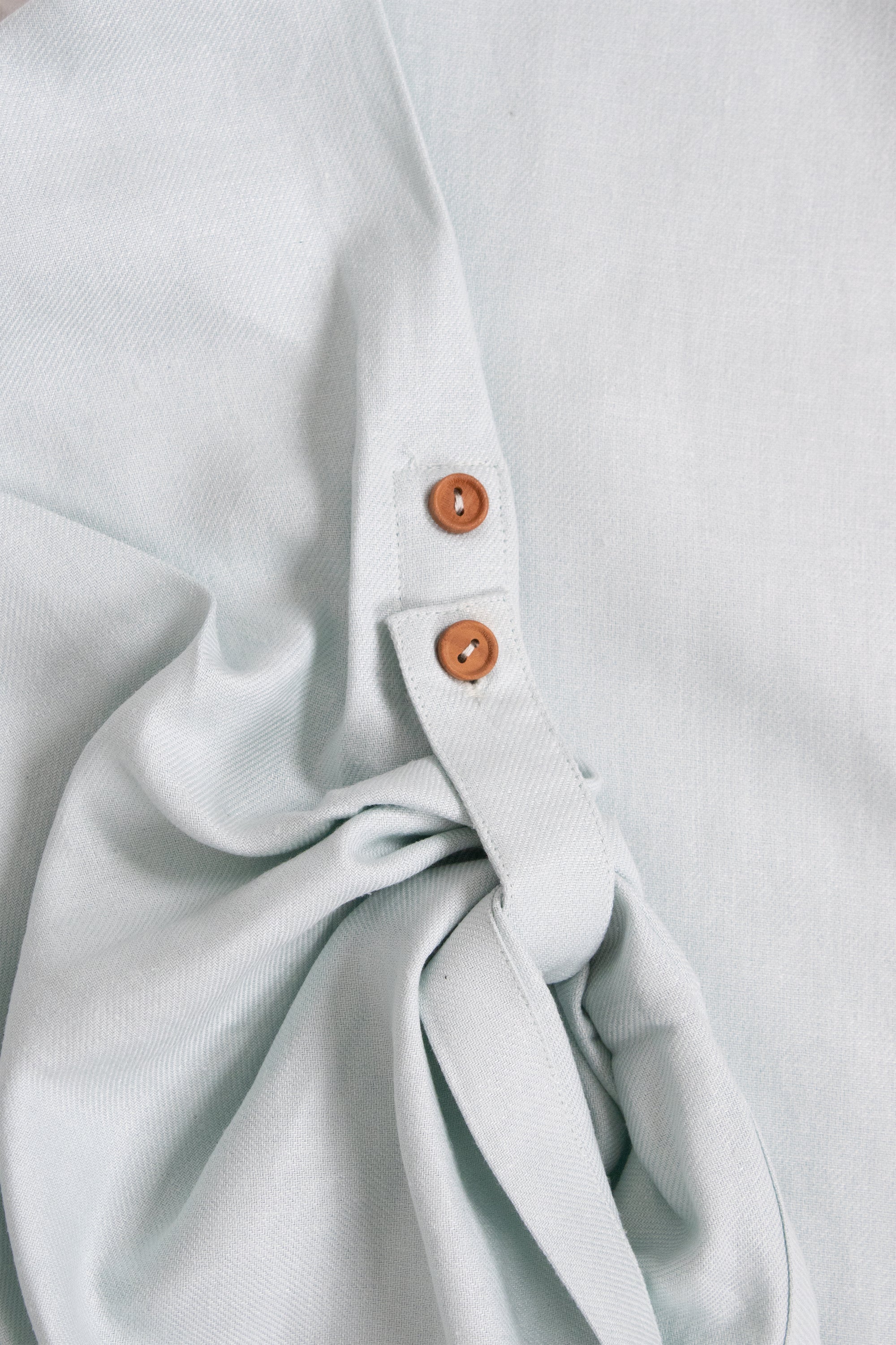 Baby Blue Linen Cotton Button Sleeve Abaya