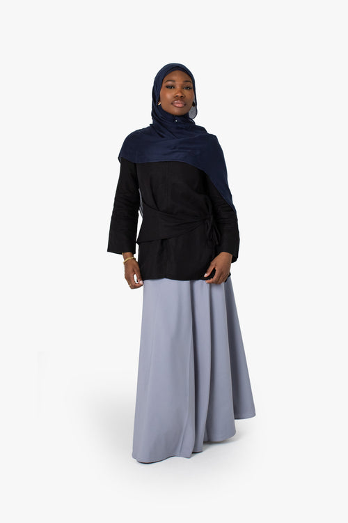 Grey Crepe Wrap Skirt