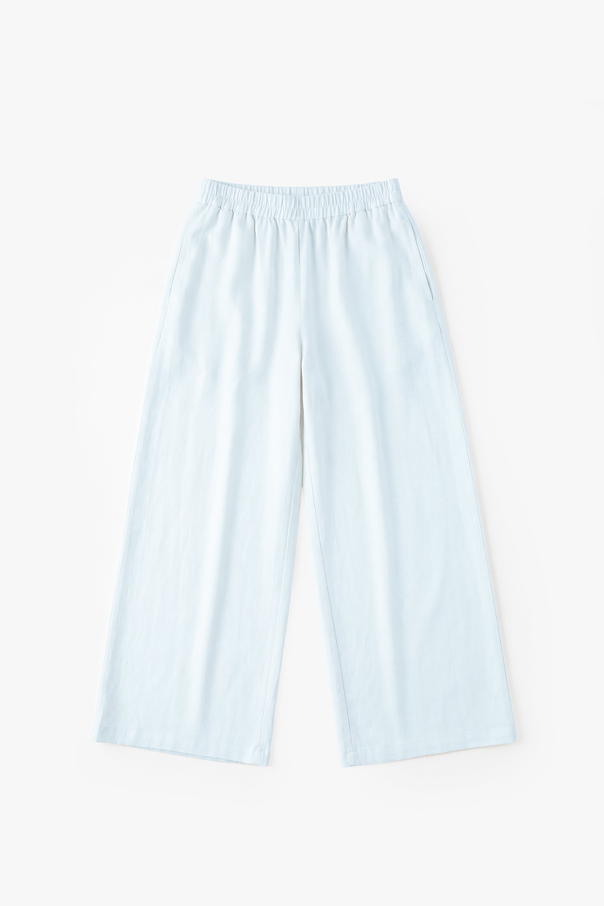 Baby Blue Linen Cotton Wide Leg Trousers