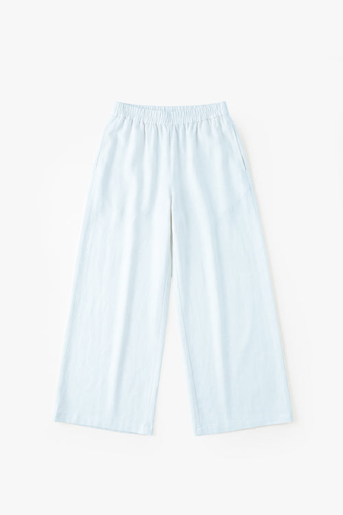 Baby Blue Linen Cotton Wide Leg Trousers