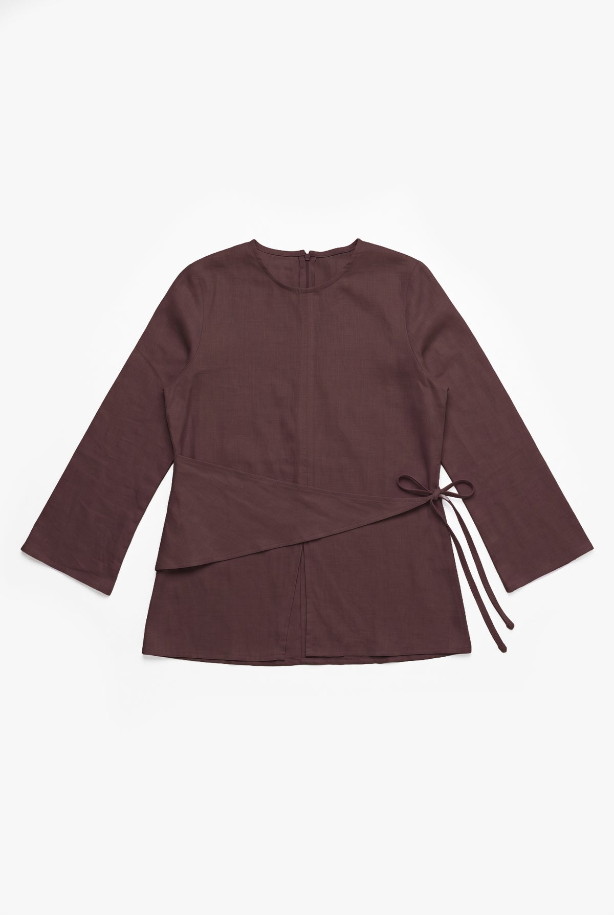 Chocolate Linen Cotton Wrap Top