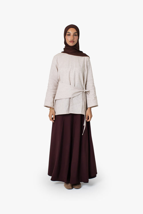Mocha Brown Crepe Wrap Skirt