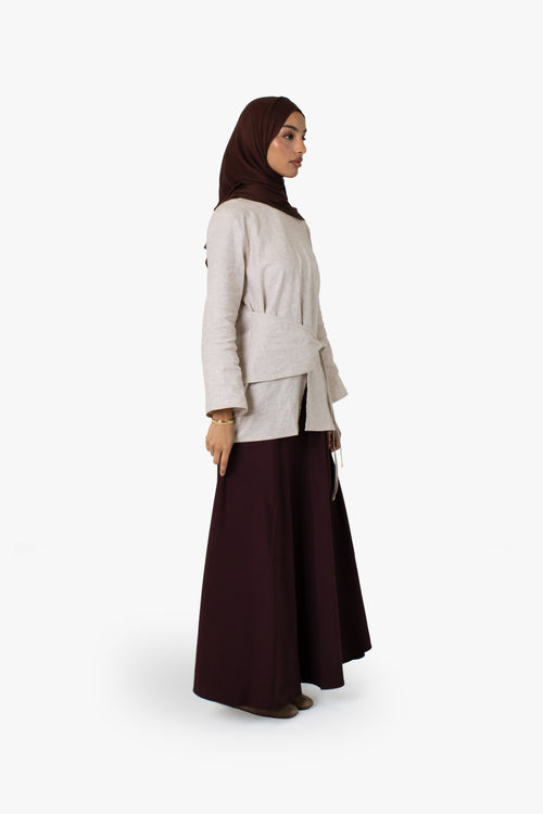 Mocha Brown Crepe Wrap Skirt