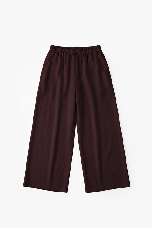 Chocolate Linen Cotton Wide Leg Trousers