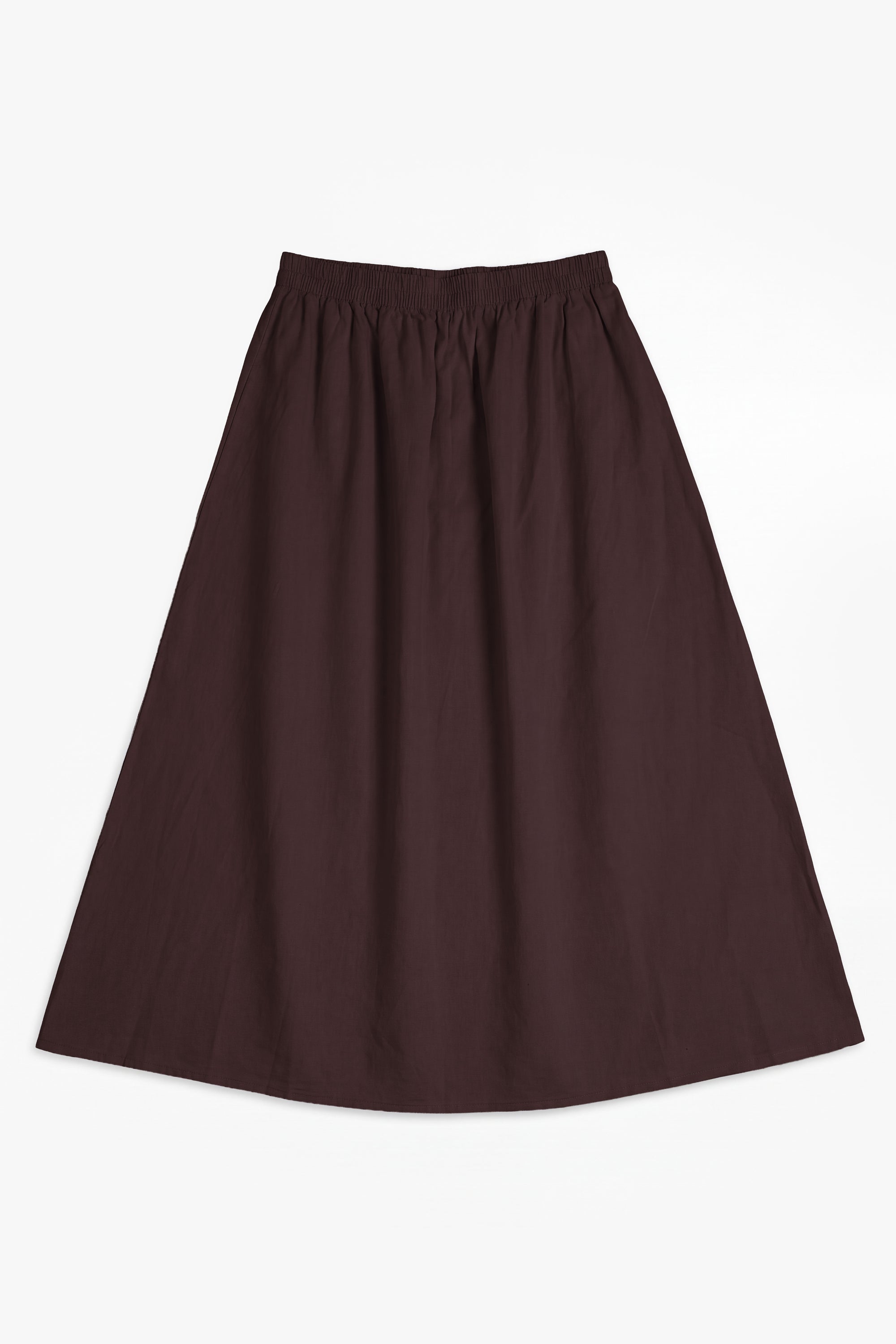 Chocolate Linen Cotton Elasticated Skirt