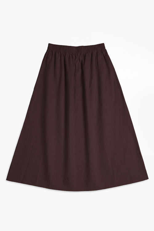 Chocolate Linen Cotton Elasticated Skirt