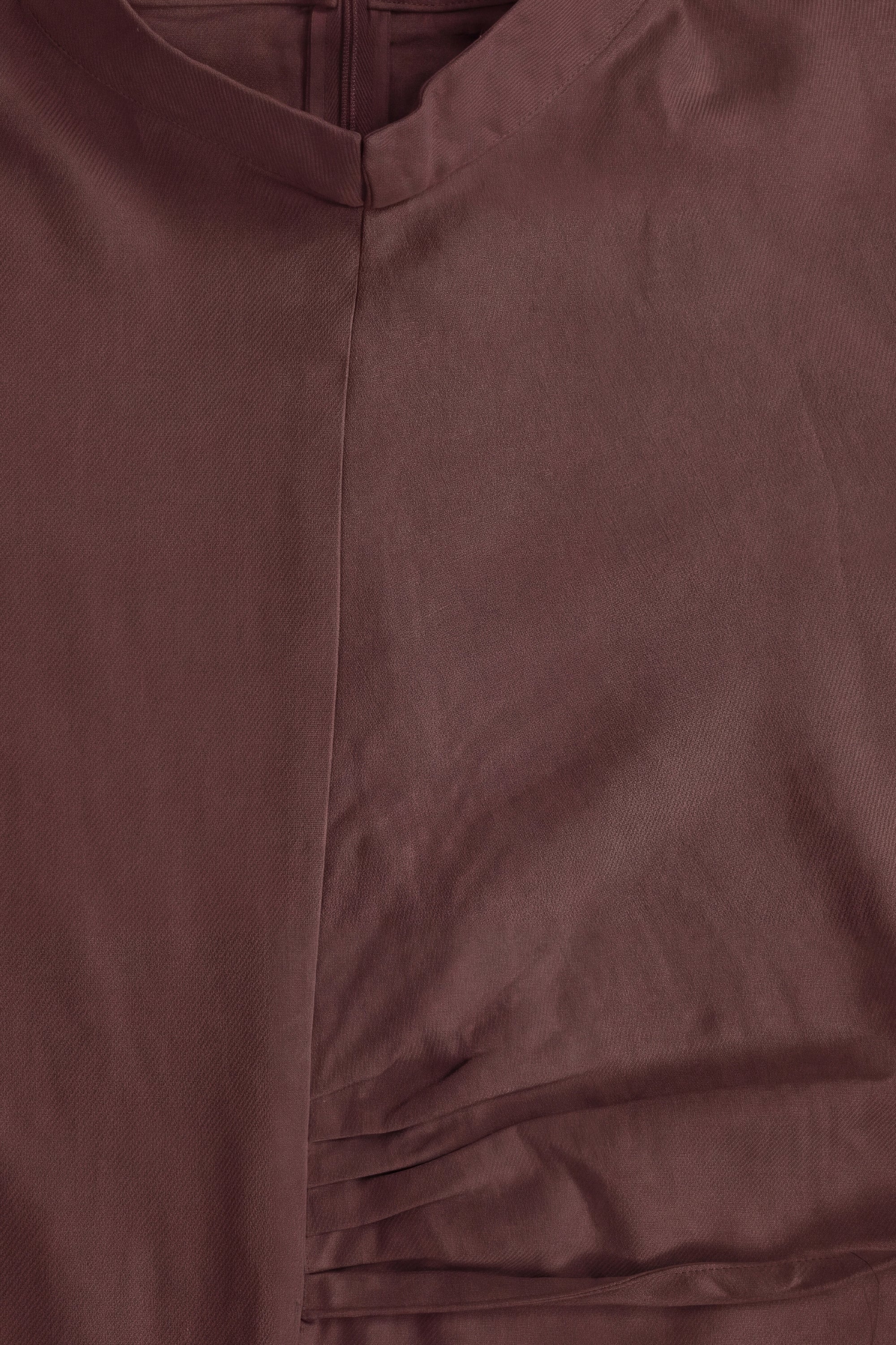 Chocolate Linen Cotton Ruched Slit Dress