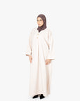 Cream V-Neck Pleat Abaya