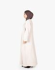 Cream V-Neck Pleat Abaya