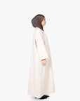 Cream V-Neck Pleat Abaya