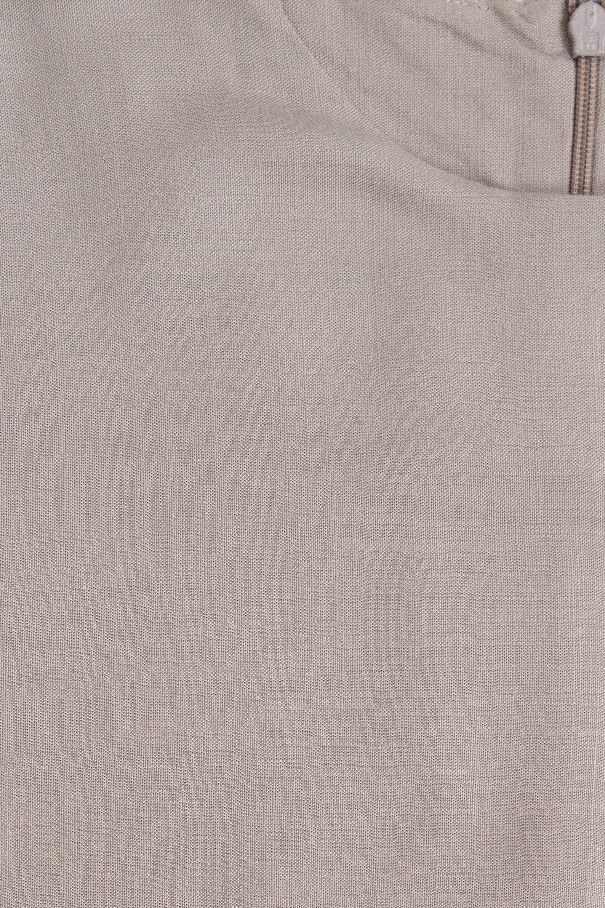 Ivory Brown Cotton Blend Pleated Tie Dress