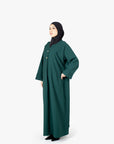 Emerald Green V-Neck Pleat Abaya