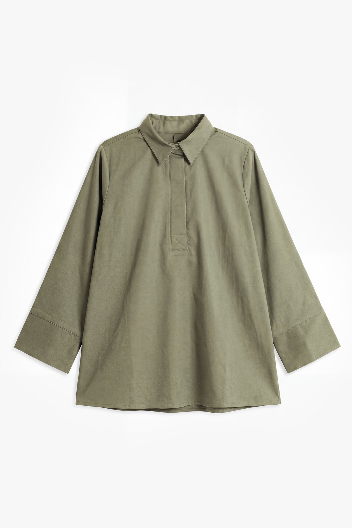 Olive Cotton Collar Top