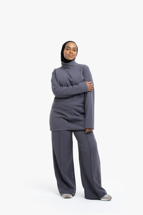 Grey High-Waisted Trousers