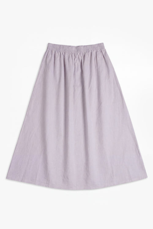 Lilac Linen Cotton Elasticated Skirt