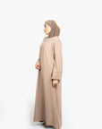 Taupe Flannelette Slit Kimono Abaya