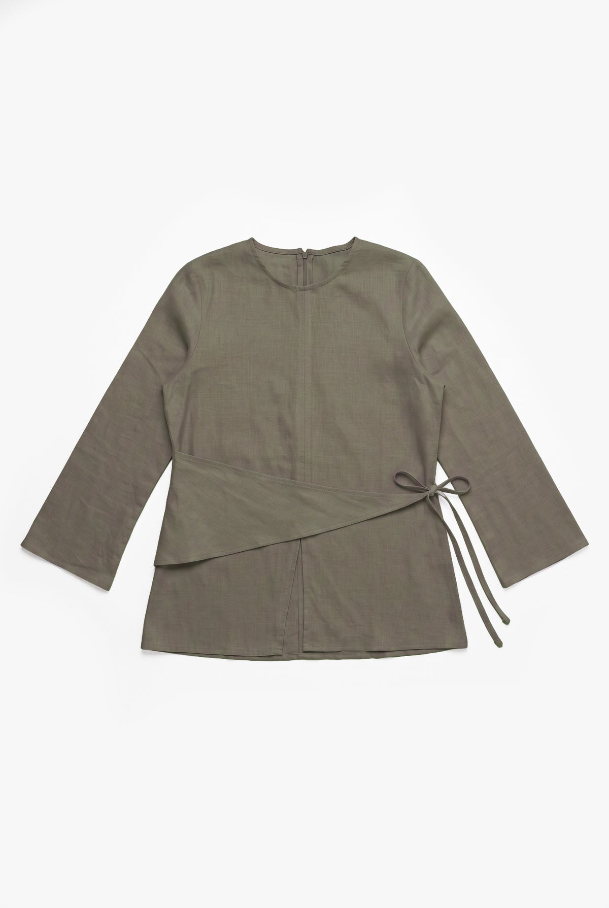 Olive Linen Cotton Wrap Top