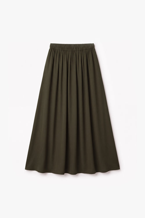 Khaki Powder Touch Crepe Elasticated Skirt