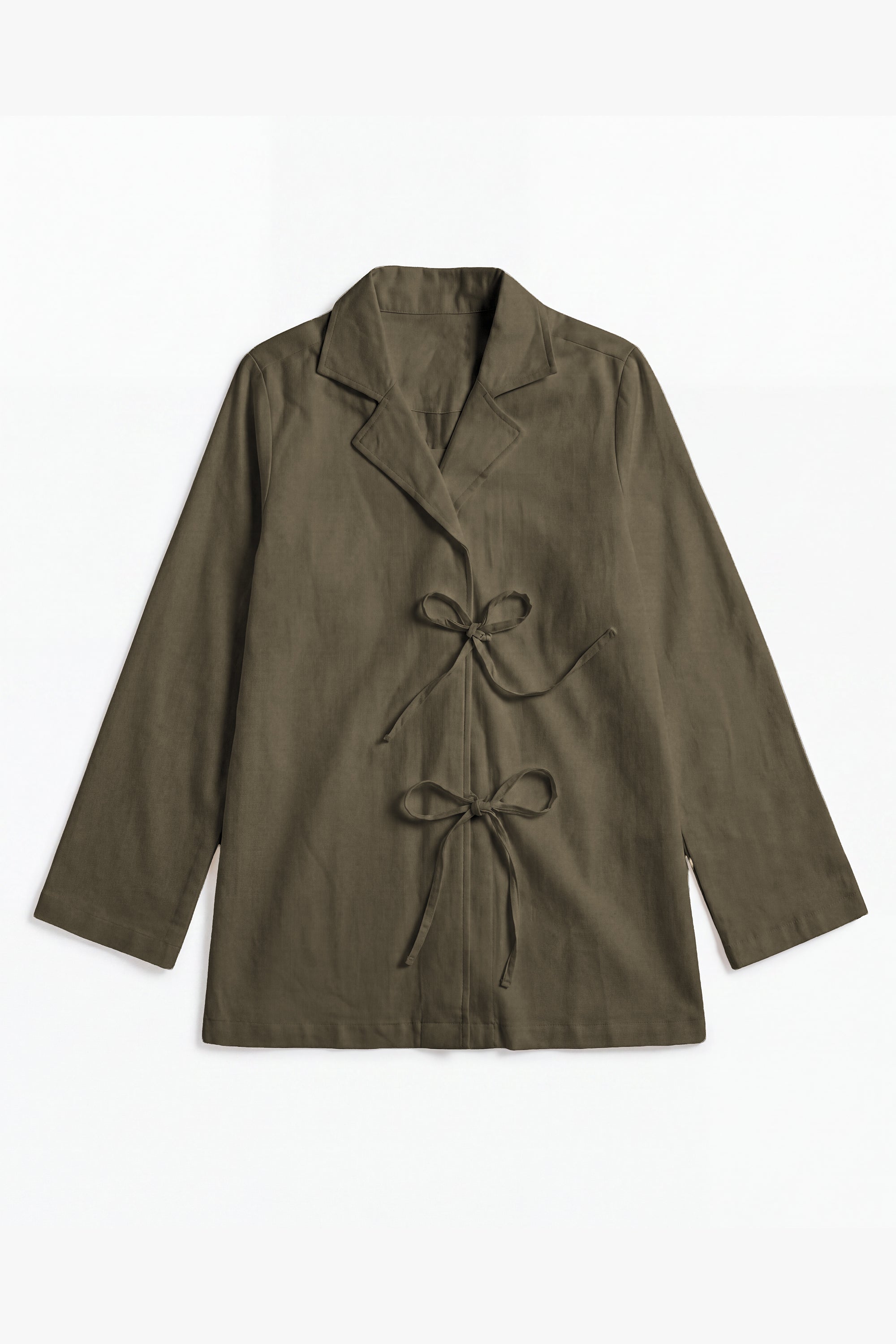 Olive Linen Cotton Notch Collar Top