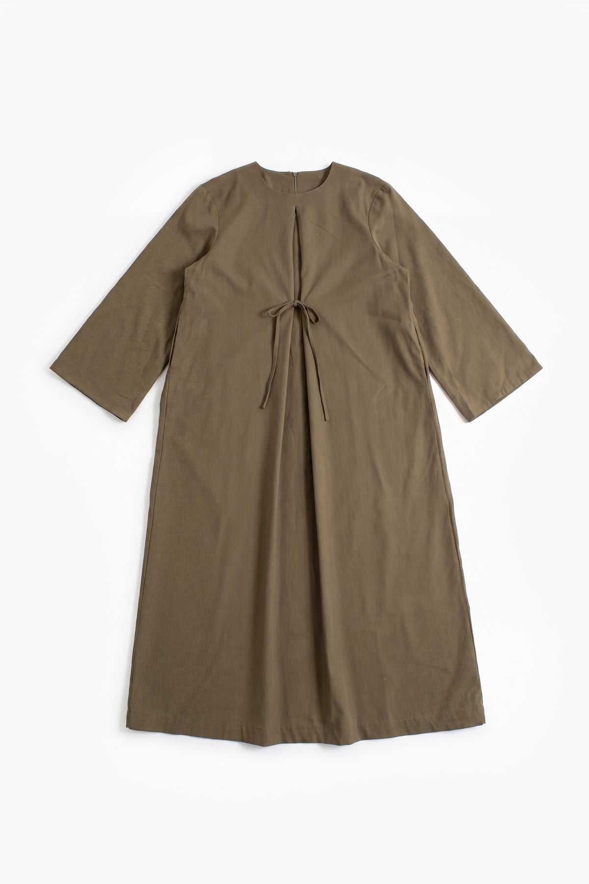 Olive Cotton Tie Front Abaya