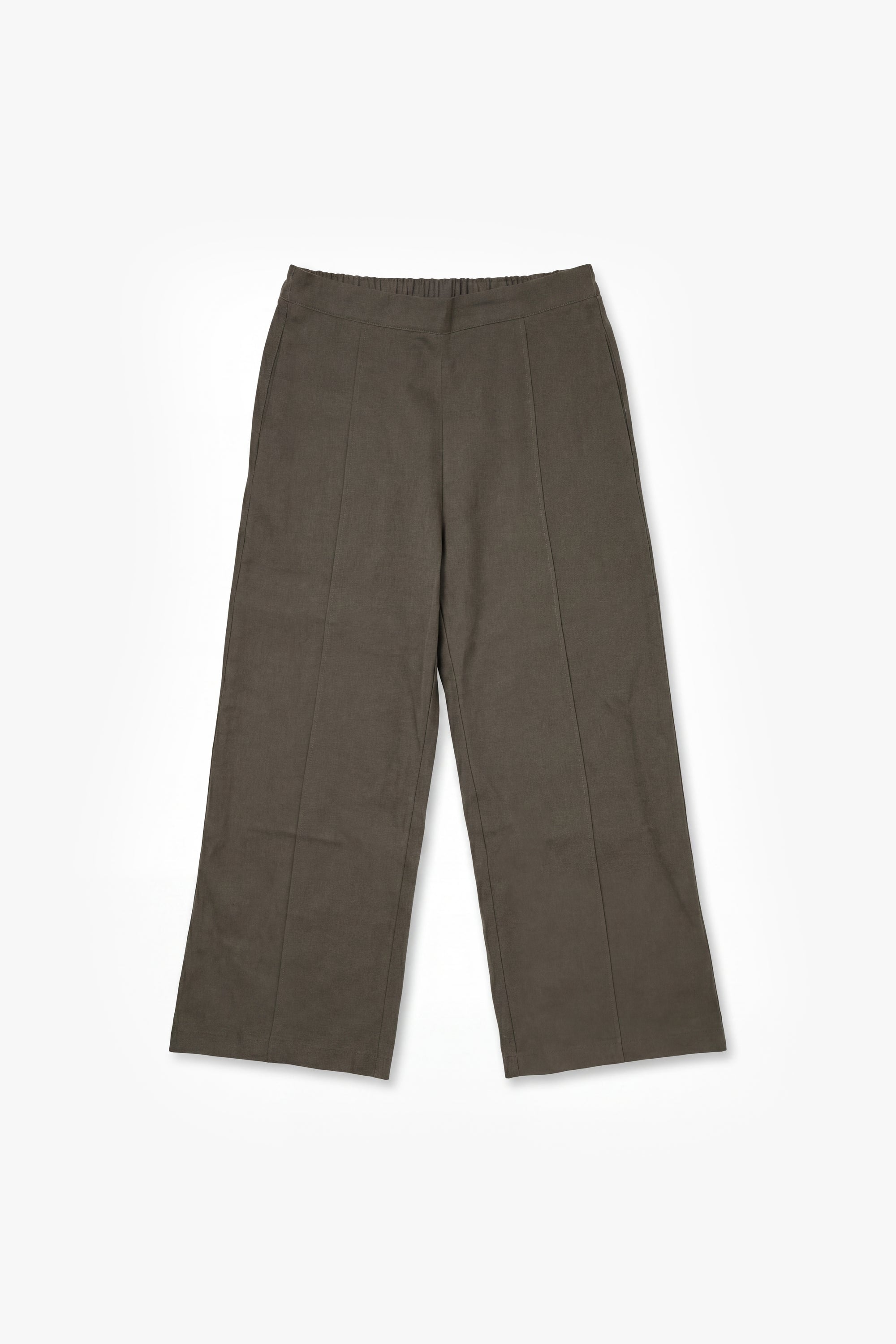Khaki Cotton Wide Leg Trousers