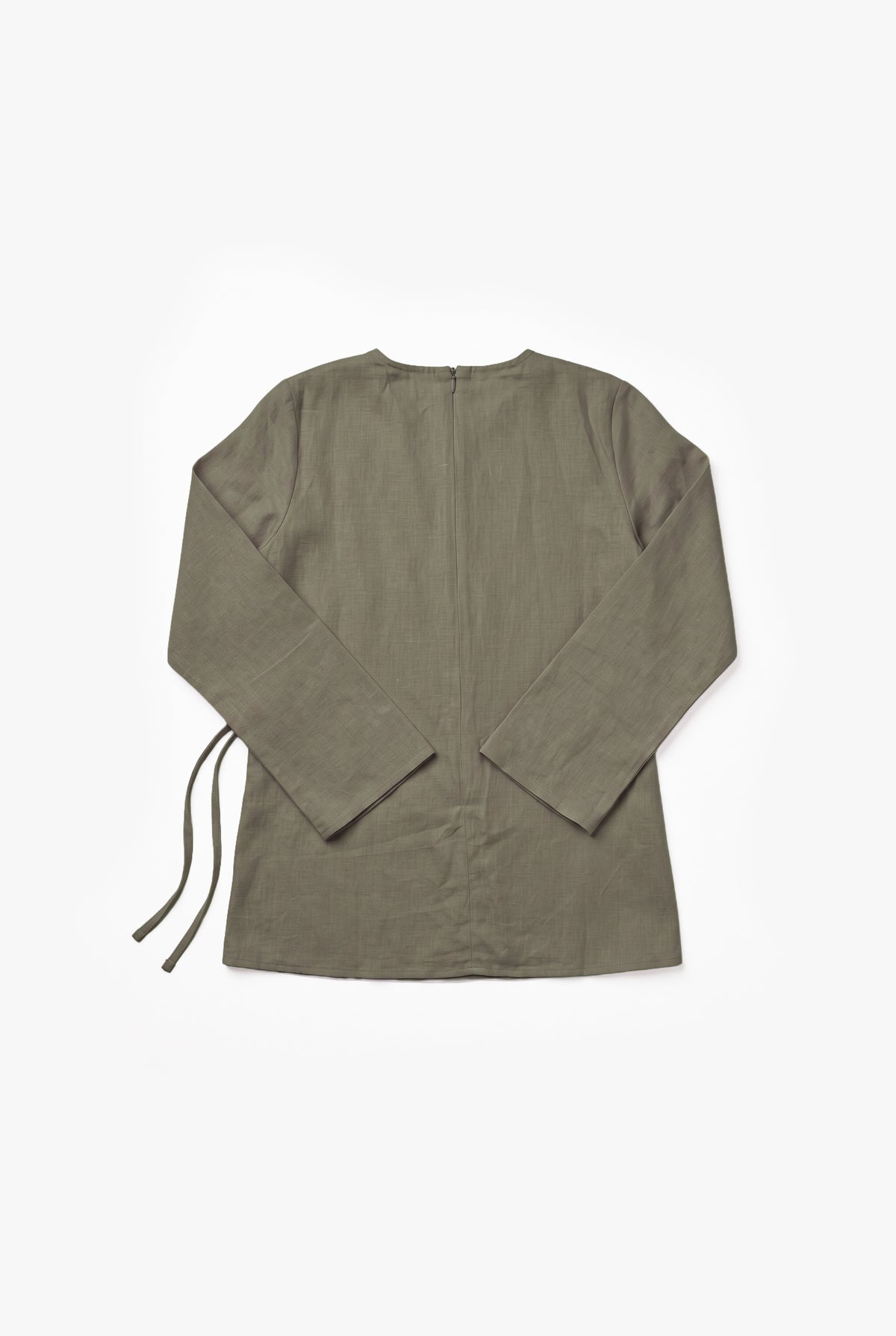 Olive Linen Cotton Wrap Top