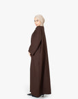 Mocha Brown V-Neck Pleat Abaya