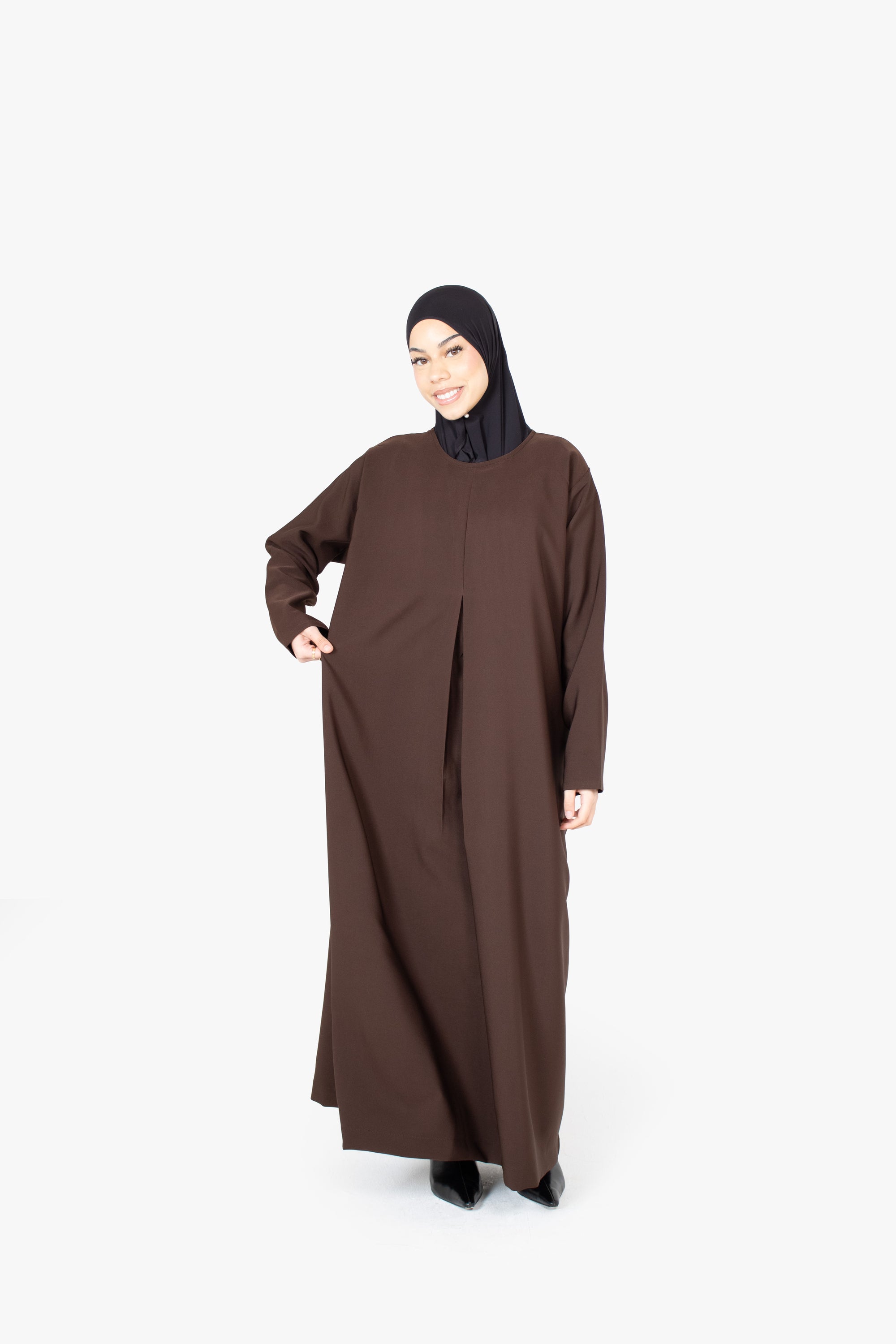 Mocha Brown Pleat Abaya