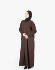 Mocha Brown Pleat Abaya