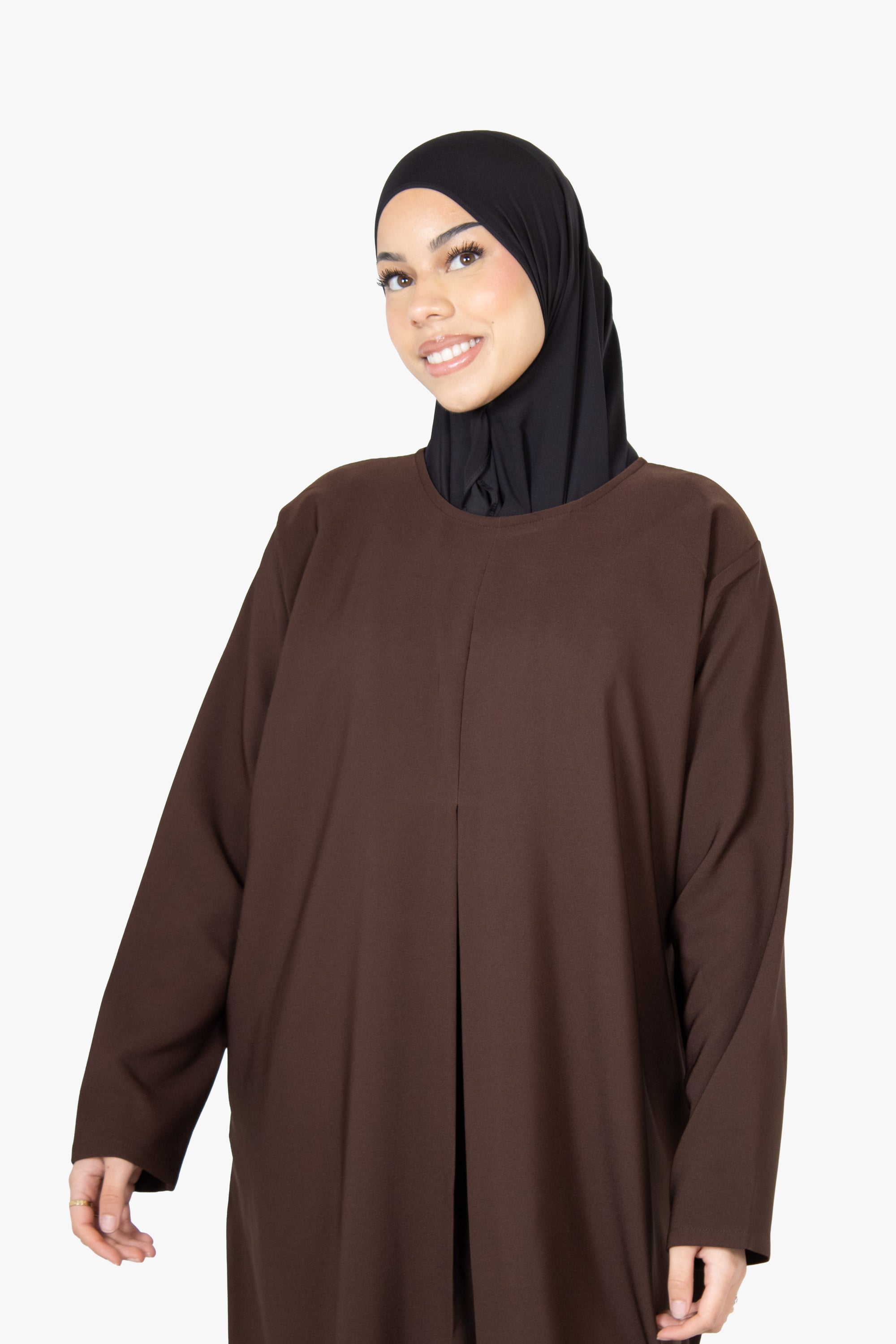 Mocha Brown Pleat Abaya