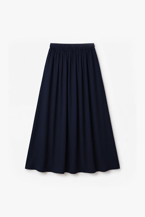 Navy Powder Touch Crepe Elasticated Skirt