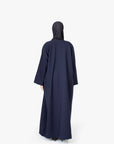 Navy V-Neck Pleat Abaya
