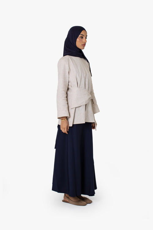 Navy Crepe Wrap Skirt