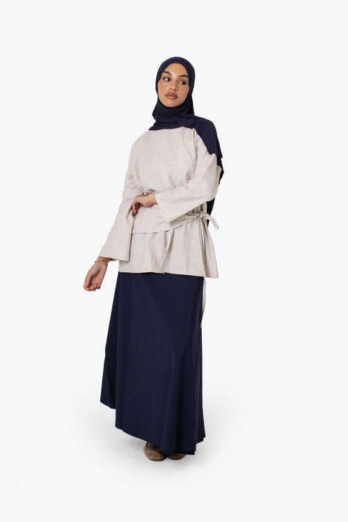 Navy Crepe Wrap Skirt