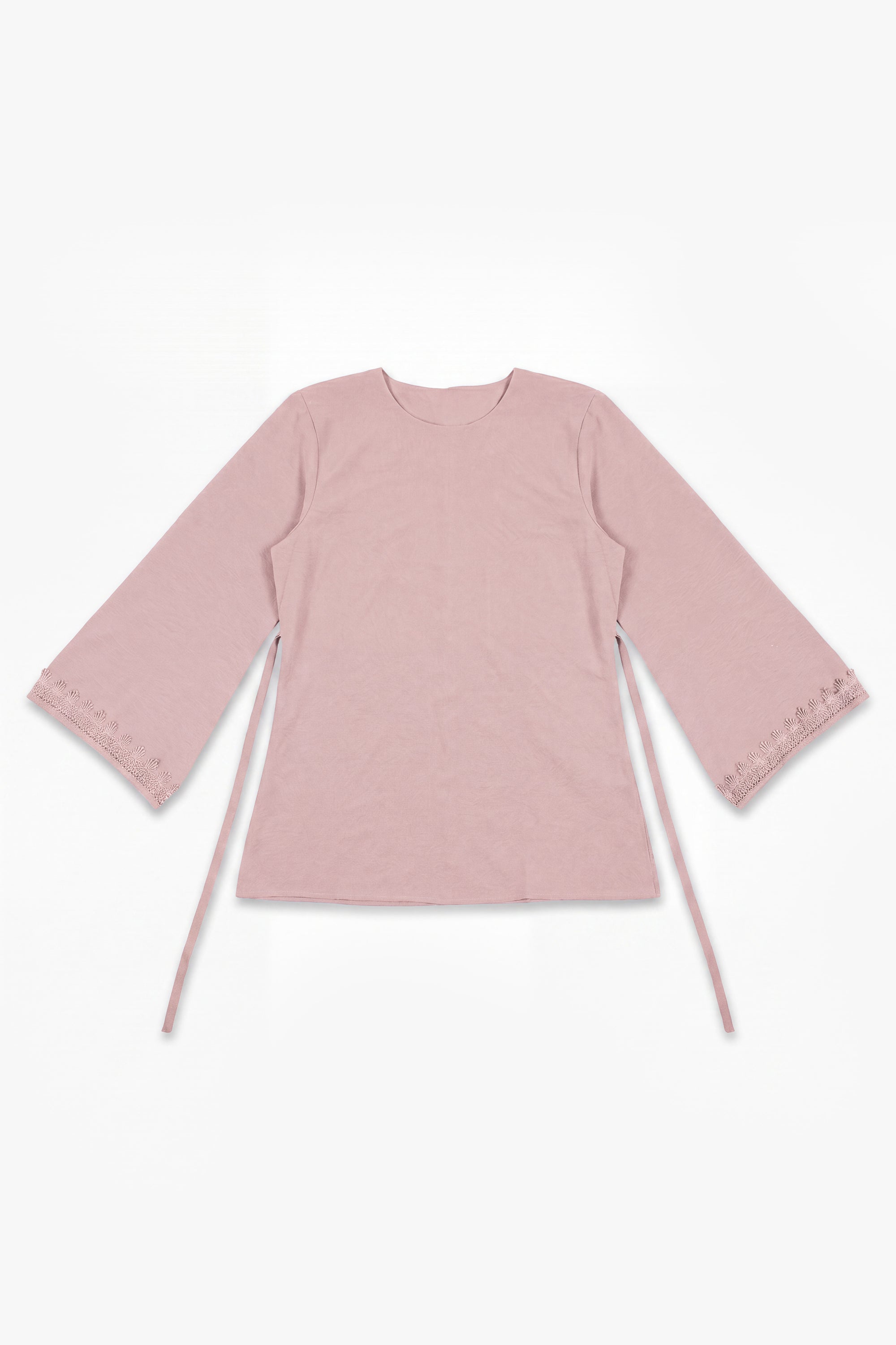Rose Pink Etched Crepe Lace Top