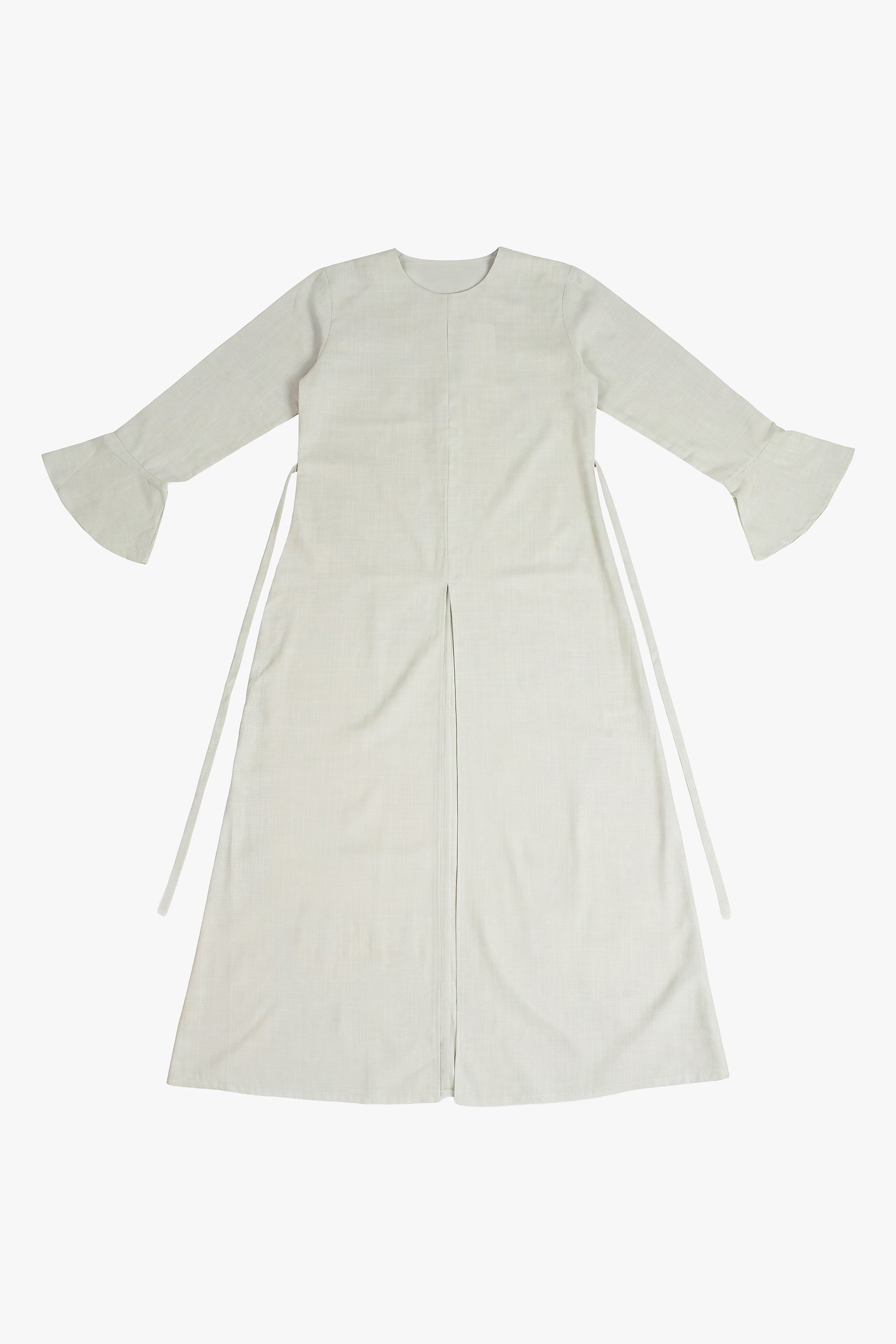 Sage Green Cotton Blend Front Slit Dress