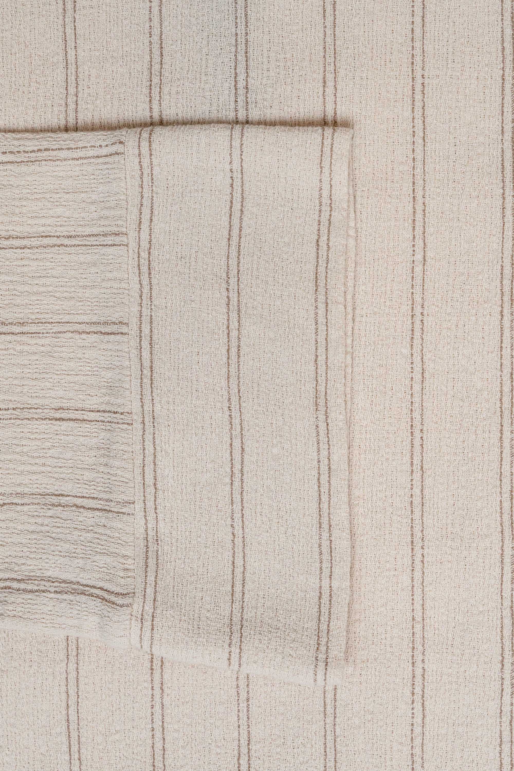 Ecru White Cotton Striped Kimono Abaya