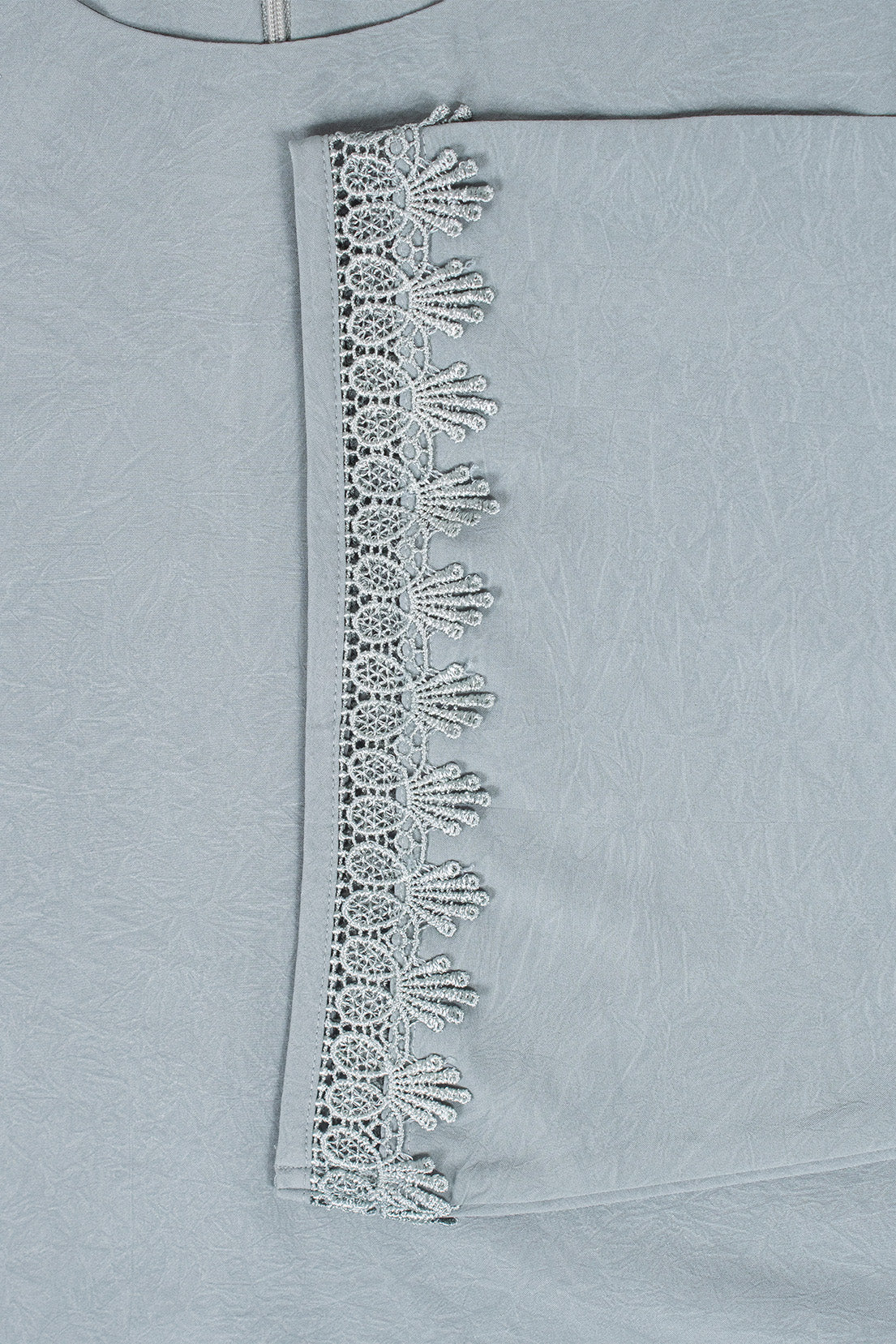 Mist Blue Etched Crepe Lace Top