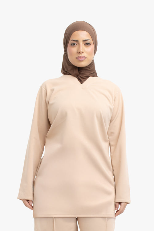 Nude V-Neck Top