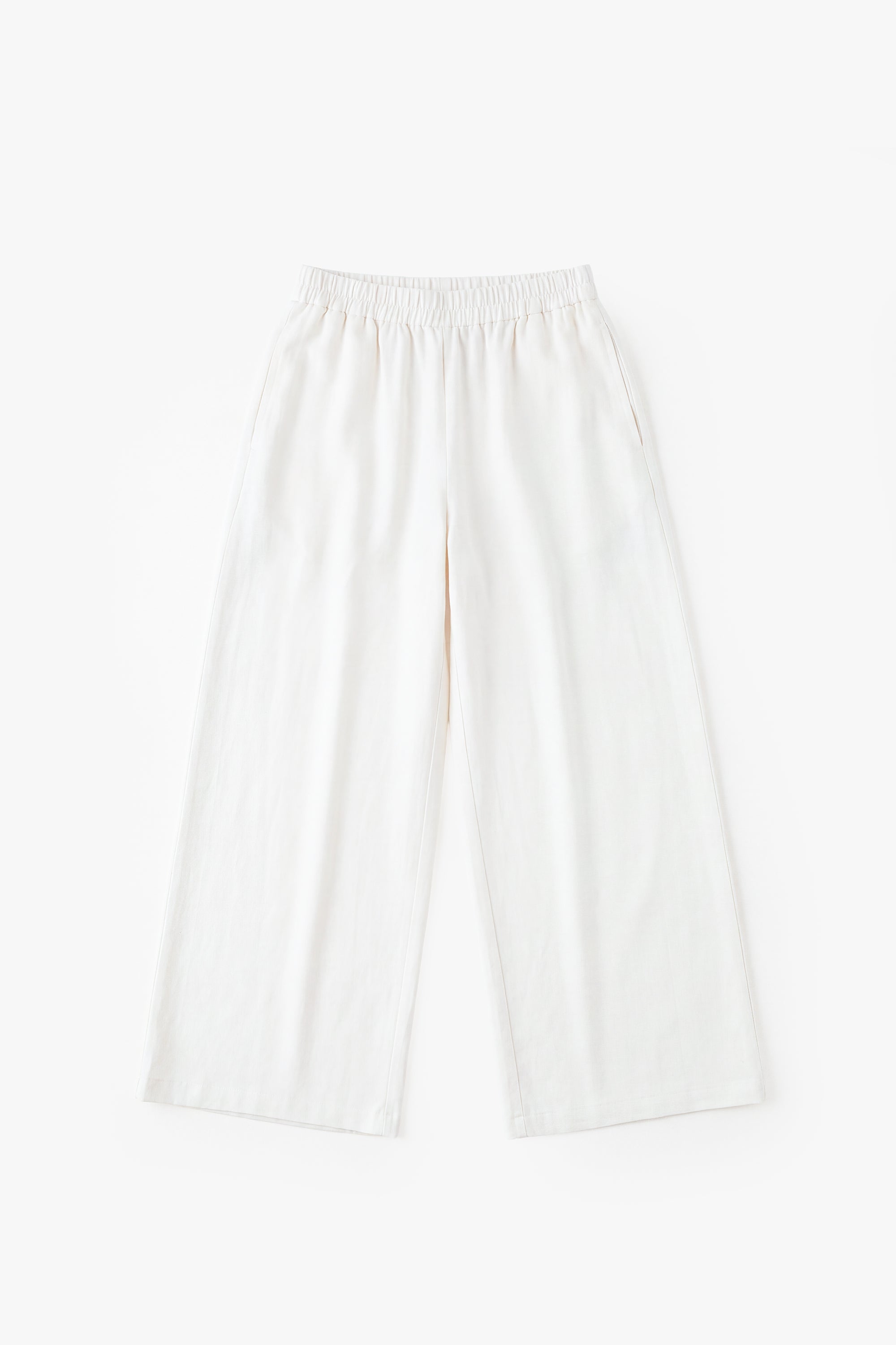 Ecru White Linen Cotton Wide Leg Trousers