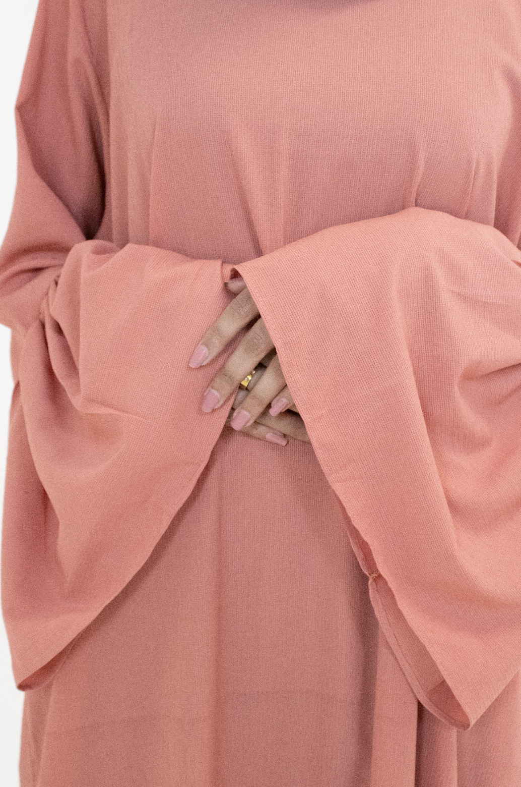 Peach Bell Sleeve Abaya