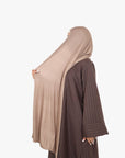 Brown with White Striped Kimono Abaya