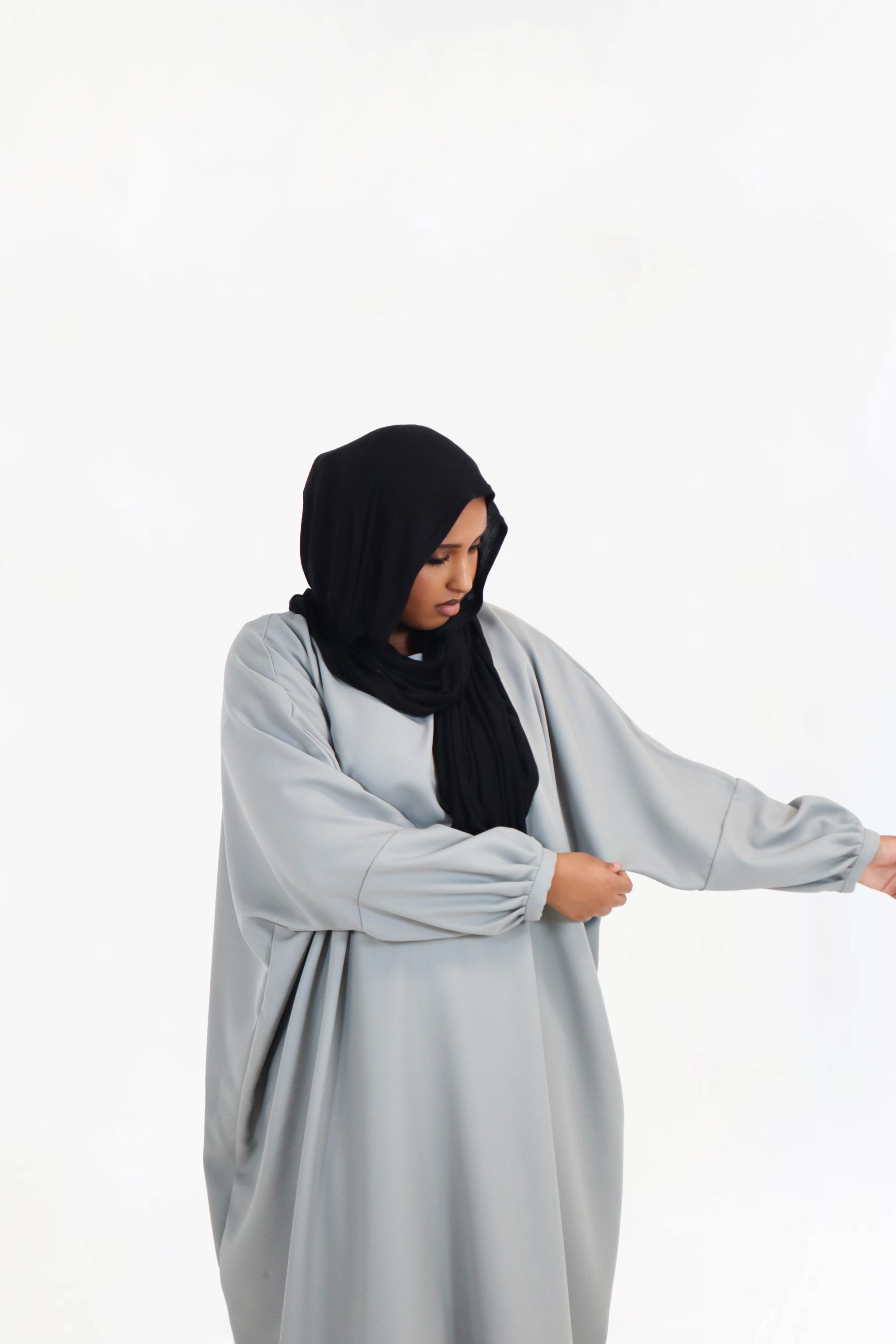 Grey Batwing Abaya