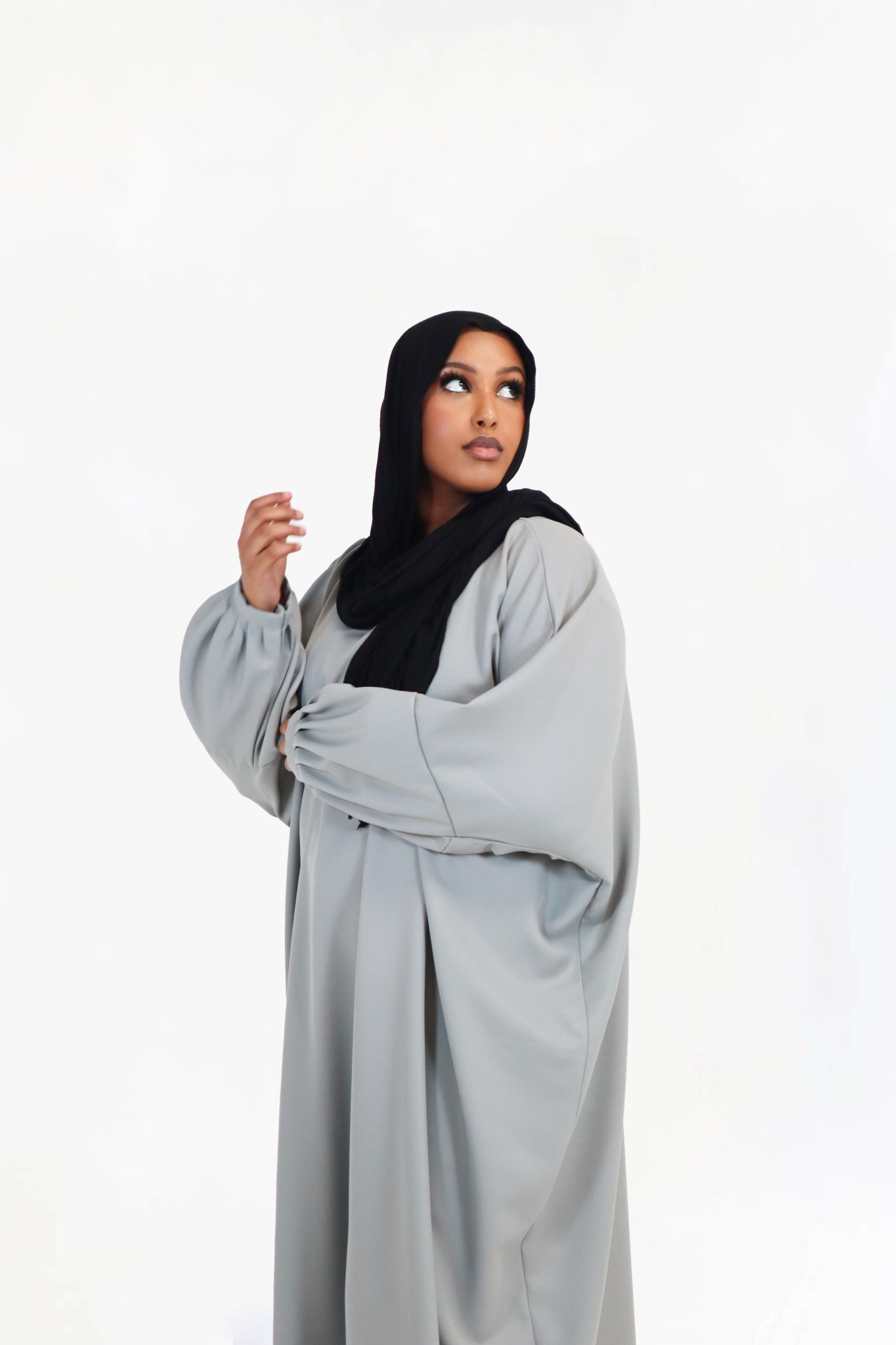 Grey Batwing Abaya