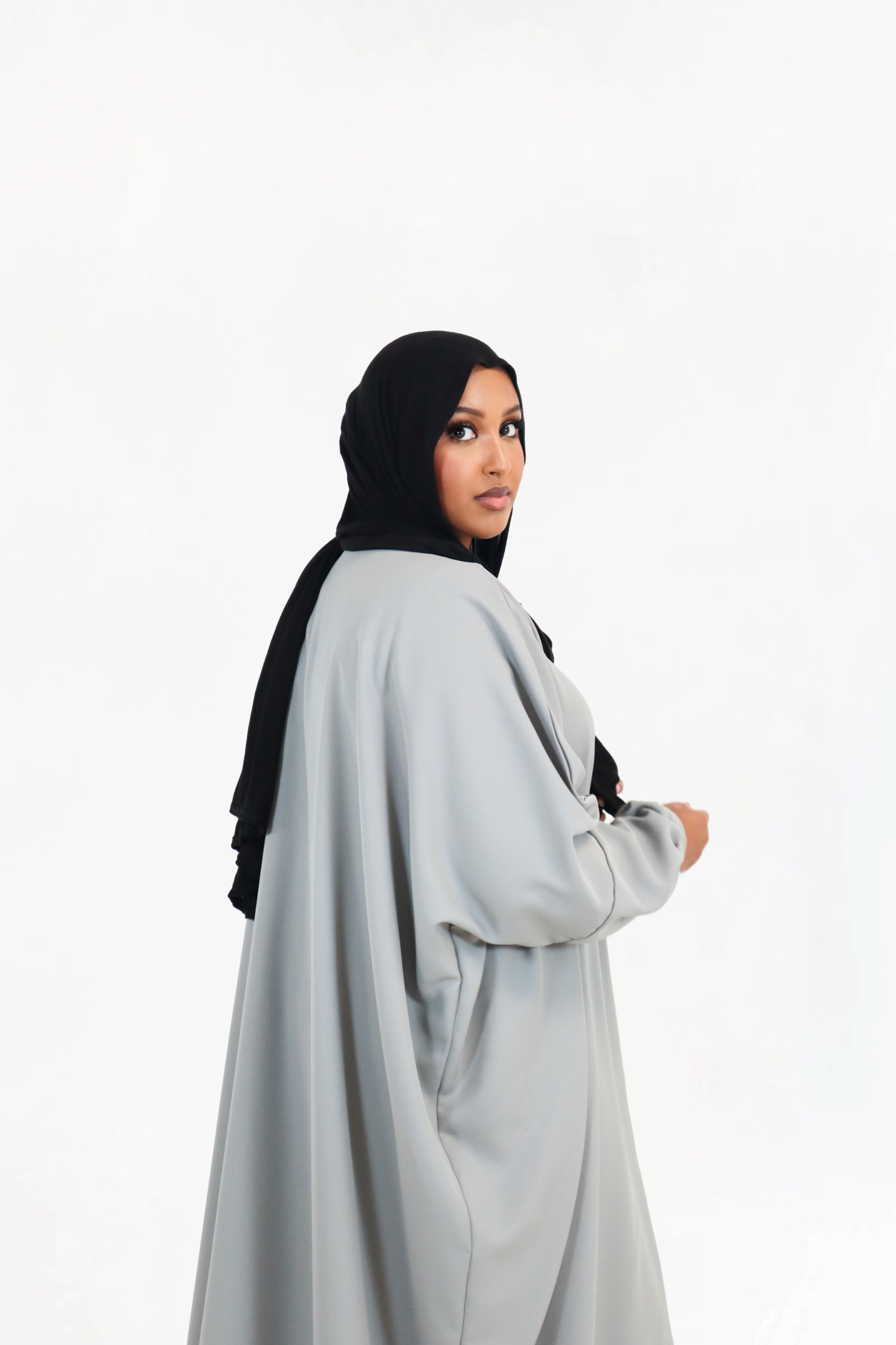 Grey Batwing Abaya