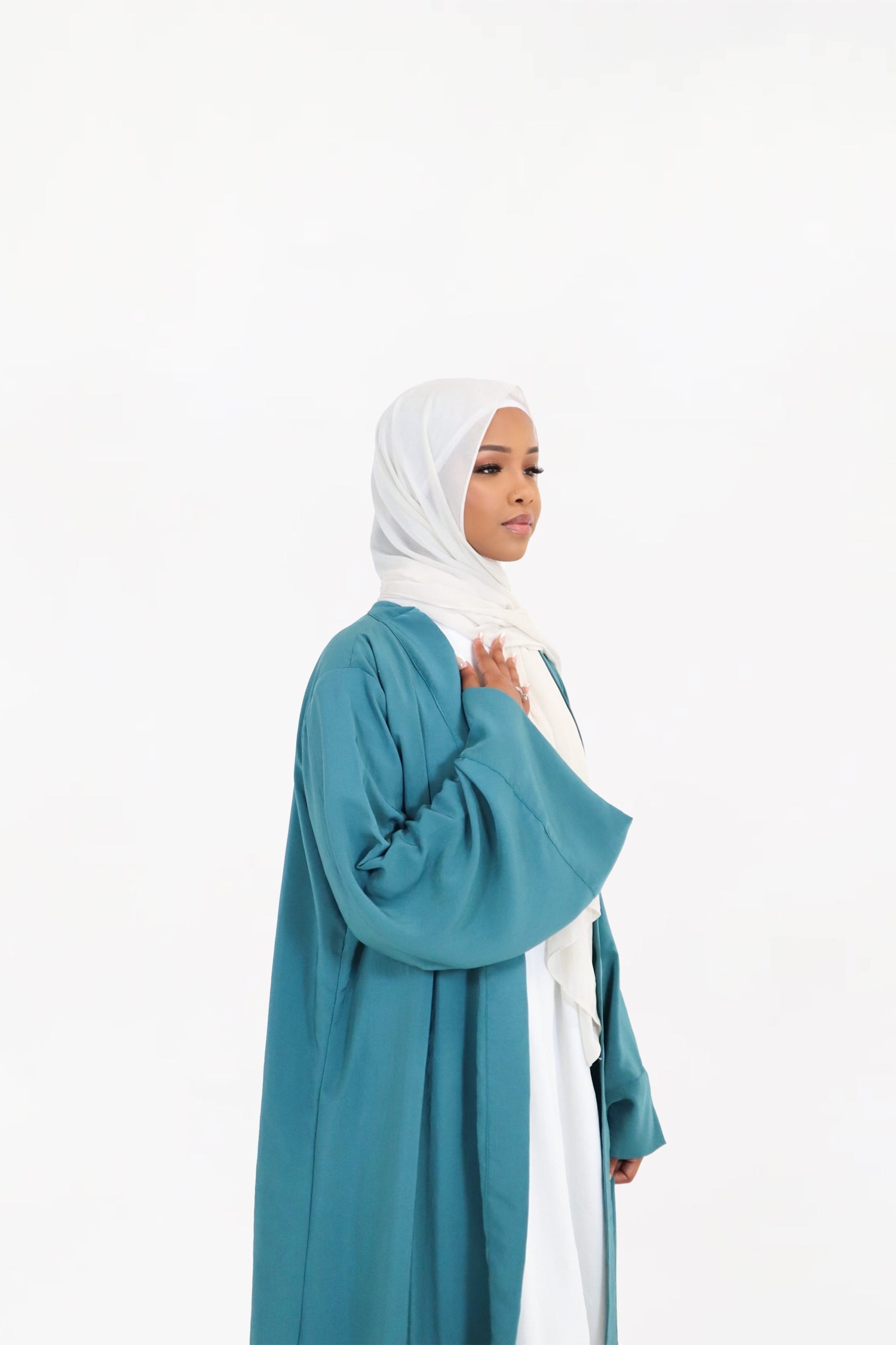 Teal Kimono Open Abaya
