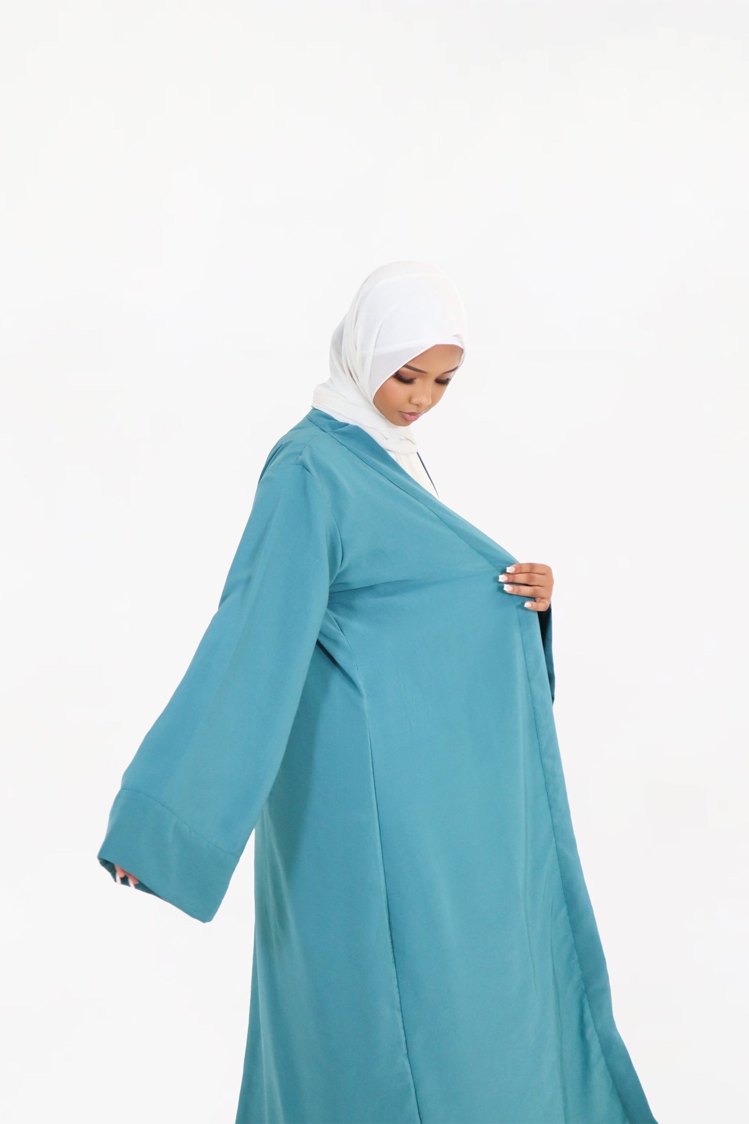 Teal Kimono Open Abaya